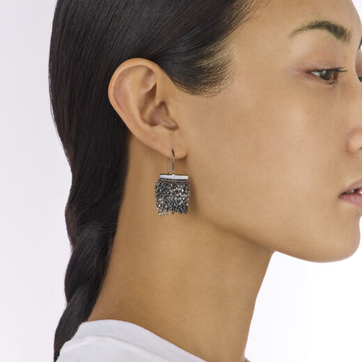 Silver wire mesh beaded earrings by Milena Zu